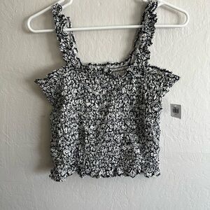 Old Navy Blue and White Floral Tank Top